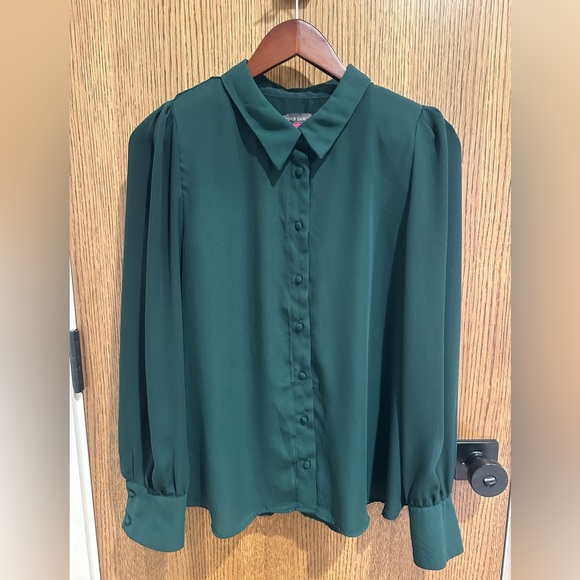 Vince Camuto Green Button-Up Blouse Large - Picture 5 of 5